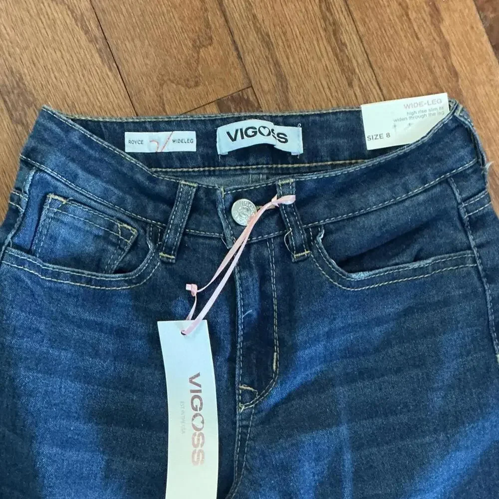 Vigoss Navy Cargo Wide Leg Teenager Girls Jeans Size 8 NWT - Picture 2 of 5